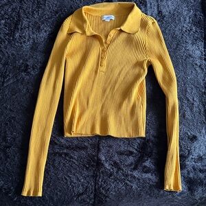 Calvin Klein Jeans Yellow Ribbed Long Sleeve Top